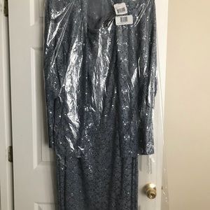 WOMEN’S TEA LENGTH DRESS & JACKET STEEL BLUE SIZE